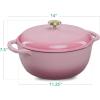 imageBest Choice Products 75 Quart Enamel CastIron Round Dutch Oven Family Style HeavyDuty PreSeasoned Cookware for Home Kitchen Dining Room Oven Safe wLid Dual Handles  Cornflower BluePink Champagne