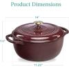 imageBest Choice Products 75 Quart Enamel CastIron Round Dutch Oven Family Style HeavyDuty PreSeasoned Cookware for Home Kitchen Dining Room Oven Safe wLid Dual Handles  Cornflower BlueCabernet Red
