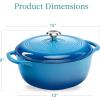 imageBest Choice Products 75 Quart Enamel CastIron Round Dutch Oven Family Style HeavyDuty PreSeasoned Cookware for Home Kitchen Dining Room Oven Safe wLid Dual Handles  Cornflower BlueBlue