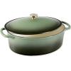 imageBest Choice Products 75 Quart Enamel CastIron Round Dutch Oven Family Style HeavyDuty PreSeasoned Cookware for Home Kitchen Dining Room Oven Safe wLid Dual Handles  Cornflower BlueDeep Olive Green