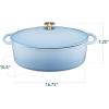 imageBest Choice Products 75 Quart Enamel CastIron Round Dutch Oven Family Style HeavyDuty PreSeasoned Cookware for Home Kitchen Dining Room Oven Safe wLid Dual Handles  Cornflower BlueCornflower Blue