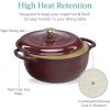 imageBest Choice Products 75 Quart Enamel CastIron Round Dutch Oven Family Style HeavyDuty PreSeasoned Cookware for Home Kitchen Dining Room Oven Safe wLid Dual Handles  Cornflower BlueCabernet Red