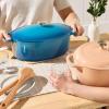 imageBest Choice Products 75 Quart Enamel CastIron Round Dutch Oven Family Style HeavyDuty PreSeasoned Cookware for Home Kitchen Dining Room Oven Safe wLid Dual Handles  Cornflower BlueBlue