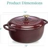 imageBest Choice Products 75 Quart Enamel CastIron Round Dutch Oven Family Style HeavyDuty PreSeasoned Cookware for Home Kitchen Dining Room Oven Safe wLid Dual Handles  Cornflower BlueCabernet Red