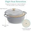 imageBest Choice Products 75 Quart Enamel CastIron Round Dutch Oven Family Style HeavyDuty PreSeasoned Cookware for Home Kitchen Dining Room Oven Safe wLid Dual Handles  Cornflower BlueFrench Gray