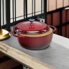 imageBest Choice Products 75 Quart Enamel CastIron Round Dutch Oven Family Style HeavyDuty PreSeasoned Cookware for Home Kitchen Dining Room Oven Safe wLid Dual Handles  Cornflower BlueRed