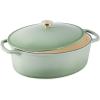 imageBest Choice Products 75 Quart Enamel CastIron Round Dutch Oven Family Style HeavyDuty PreSeasoned Cookware for Home Kitchen Dining Room Oven Safe wLid Dual Handles  Cornflower BlueSage Green
