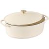 imageBest Choice Products 75 Quart Enamel CastIron Round Dutch Oven Family Style HeavyDuty PreSeasoned Cookware for Home Kitchen Dining Room Oven Safe wLid Dual Handles  Cornflower BlueVanilla Buttercream