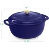 imageBest Choice Products 75 Quart Enamel CastIron Round Dutch Oven Family Style HeavyDuty PreSeasoned Cookware for Home Kitchen Dining Room Oven Safe wLid Dual Handles  Cornflower BlueSapphire Blue