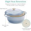 imageBest Choice Products 75 Quart Enamel CastIron Round Dutch Oven Family Style HeavyDuty PreSeasoned Cookware for Home Kitchen Dining Room Oven Safe wLid Dual Handles  Cornflower BlueCornflower Blue