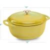 imageBest Choice Products 75 Quart Enamel CastIron Round Dutch Oven Family Style HeavyDuty PreSeasoned Cookware for Home Kitchen Dining Room Oven Safe wLid Dual Handles  Cornflower BlueLemon Meringue