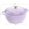 imageBest Choice Products 75 Quart Enamel CastIron Round Dutch Oven Family Style HeavyDuty PreSeasoned Cookware for Home Kitchen Dining Room Oven Safe wLid Dual Handles  Cornflower BlueLavender Mist