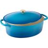 imageBest Choice Products 75 Quart Enamel CastIron Round Dutch Oven Family Style HeavyDuty PreSeasoned Cookware for Home Kitchen Dining Room Oven Safe wLid Dual Handles  Cornflower BlueBlue