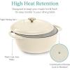 imageBest Choice Products 75 Quart Enamel CastIron Round Dutch Oven Family Style HeavyDuty PreSeasoned Cookware for Home Kitchen Dining Room Oven Safe wLid Dual Handles  Cornflower BlueVanilla Buttercream