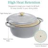 imageBest Choice Products 75 Quart Enamel CastIron Round Dutch Oven Family Style HeavyDuty PreSeasoned Cookware for Home Kitchen Dining Room Oven Safe wLid Dual Handles  Cornflower BlueFrench Gray