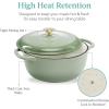 imageBest Choice Products 75 Quart Enamel CastIron Round Dutch Oven Family Style HeavyDuty PreSeasoned Cookware for Home Kitchen Dining Room Oven Safe wLid Dual Handles  Cornflower BlueSage Green