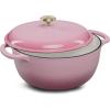 imageBest Choice Products 75 Quart Enamel CastIron Round Dutch Oven Family Style HeavyDuty PreSeasoned Cookware for Home Kitchen Dining Room Oven Safe wLid Dual Handles  Cornflower BluePink Champagne