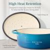 imageBest Choice Products 75 Quart Enamel CastIron Round Dutch Oven Family Style HeavyDuty PreSeasoned Cookware for Home Kitchen Dining Room Oven Safe wLid Dual Handles  Cornflower BlueBlue