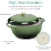 imageBest Choice Products 75 Quart Enamel CastIron Round Dutch Oven Family Style HeavyDuty PreSeasoned Cookware for Home Kitchen Dining Room Oven Safe wLid Dual Handles  Cornflower BlueDeep Olive Green