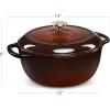 imageBest Choice Products 75 Quart Enamel CastIron Round Dutch Oven Family Style HeavyDuty PreSeasoned Cookware for Home Kitchen Dining Room Oven Safe wLid Dual Handles  Cornflower BlueChocolate Ganache