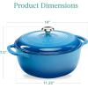 imageBest Choice Products 75 Quart Enamel CastIron Round Dutch Oven Family Style HeavyDuty PreSeasoned Cookware for Home Kitchen Dining Room Oven Safe wLid Dual Handles  Cornflower BlueBlue