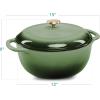 imageBest Choice Products 75 Quart Enamel CastIron Round Dutch Oven Family Style HeavyDuty PreSeasoned Cookware for Home Kitchen Dining Room Oven Safe wLid Dual Handles  Cornflower BlueDeep Olive Green