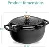 imageBest Choice Products 75 Quart Enamel CastIron Round Dutch Oven Family Style HeavyDuty PreSeasoned Cookware for Home Kitchen Dining Room Oven Safe wLid Dual Handles  Cornflower BlueBlack Licorice