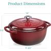 imageBest Choice Products 75 Quart Enamel CastIron Round Dutch Oven Family Style HeavyDuty PreSeasoned Cookware for Home Kitchen Dining Room Oven Safe wLid Dual Handles  Cornflower BlueRed