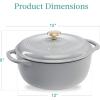 imageBest Choice Products 75 Quart Enamel CastIron Round Dutch Oven Family Style HeavyDuty PreSeasoned Cookware for Home Kitchen Dining Room Oven Safe wLid Dual Handles  Cornflower BlueFrench Gray