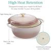 imageBest Choice Products 75 Quart Enamel CastIron Round Dutch Oven Family Style HeavyDuty PreSeasoned Cookware for Home Kitchen Dining Room Oven Safe wLid Dual Handles  Cornflower BlueMushroom Beige