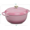 imageBest Choice Products 75 Quart Enamel CastIron Round Dutch Oven Family Style HeavyDuty PreSeasoned Cookware for Home Kitchen Dining Room Oven Safe wLid Dual Handles  Cornflower BluePink Champagne