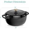 imageBest Choice Products 75 Quart Enamel CastIron Round Dutch Oven Family Style HeavyDuty PreSeasoned Cookware for Home Kitchen Dining Room Oven Safe wLid Dual Handles  Cornflower BlueBlack Licorice