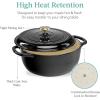 imageBest Choice Products 75 Quart Enamel CastIron Round Dutch Oven Family Style HeavyDuty PreSeasoned Cookware for Home Kitchen Dining Room Oven Safe wLid Dual Handles  Cornflower BlueBlack Licorice