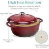 imageBest Choice Products 75 Quart Enamel CastIron Round Dutch Oven Family Style HeavyDuty PreSeasoned Cookware for Home Kitchen Dining Room Oven Safe wLid Dual Handles  Cornflower BlueRed