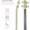 imageBest Choice Products Acoustic Electric Bass Guitar Full Size 4 String Fretted Bass Guitar wPadded Gig Bag  BlueCream White