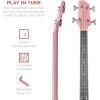 imageBest Choice Products Acoustic Electric Bass Guitar Full Size 4 String Fretted Bass Guitar wPadded Gig Bag  BluePink