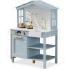 imageBest Choice Products Farmhouse Play Kitchen Toy Wooden Pretend Set for Kids wChalkboard Marble Backdrop Windows Storage Shelves 5 Accessories Included  WhiteOcean