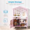 imageBest Choice Products Farmhouse Play Kitchen Toy Wooden Pretend Set for Kids wChalkboard Marble Backdrop Windows Storage Shelves 5 Accessories Included  WhiteSage