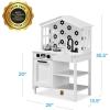 imageBest Choice Products Farmhouse Play Kitchen Toy Wooden Pretend Set for Kids wChalkboard Marble Backdrop Windows Storage Shelves 5 Accessories Included  WhiteWhiteBlack
