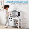 imageBest Choice Products Farmhouse Play Kitchen Toy Wooden Pretend Set for Kids wChalkboard Marble Backdrop Windows Storage Shelves 5 Accessories Included  WhiteWhite