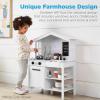 imageBest Choice Products Farmhouse Play Kitchen Toy Wooden Pretend Set for Kids wChalkboard Marble Backdrop Windows Storage Shelves 5 Accessories Included  WhiteBeveled Blue