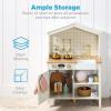 imageBest Choice Products Farmhouse Play Kitchen Toy Wooden Pretend Set for Kids wChalkboard Marble Backdrop Windows Storage Shelves 5 Accessories Included  WhiteOcean