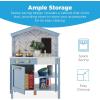imageBest Choice Products Farmhouse Play Kitchen Toy Wooden Pretend Set for Kids wChalkboard Marble Backdrop Windows Storage Shelves 5 Accessories Included  WhiteBeveled Blue