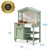 imageBest Choice Products Farmhouse Play Kitchen Toy Wooden Pretend Set for Kids wChalkboard Marble Backdrop Windows Storage Shelves 5 Accessories Included  WhiteSage