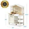 imageBest Choice Products Farmhouse Play Kitchen Toy Wooden Pretend Set for Kids wChalkboard Marble Backdrop Windows Storage Shelves 5 Accessories Included  WhiteCream