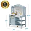 imageBest Choice Products Farmhouse Play Kitchen Toy Wooden Pretend Set for Kids wChalkboard Marble Backdrop Windows Storage Shelves 5 Accessories Included  WhiteOcean