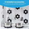 imageBest Choice Products Farmhouse Play Kitchen Toy Wooden Pretend Set for Kids wChalkboard Marble Backdrop Windows Storage Shelves 5 Accessories Included  WhiteWhiteBlack