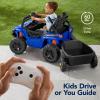 imageBest Choice Products Kids 12V Electric Ride On UTV Car and Trailer wParent Control LED Lights 2 Speeds Bluetooth  PinkBlue
