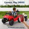 imageBest Choice Products Kids 12V Electric Ride On UTV Car and Trailer wParent Control LED Lights 2 Speeds Bluetooth  PinkRed