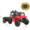 imageBest Choice Products Kids 12V Electric Ride On UTV Car and Trailer wParent Control LED Lights 2 Speeds Bluetooth  PinkRed